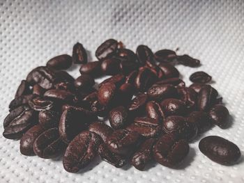 High angle view of coffee beans on table