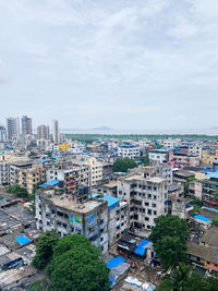 High angle view of cityscape against sky