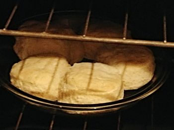 High angle view of bread in plate