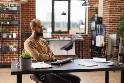 Businessman working at office