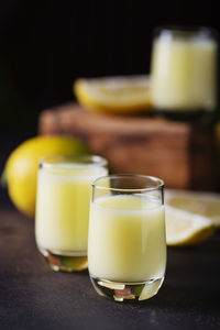 Close-up of drink in glass on table