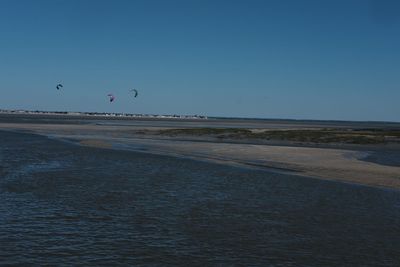 Scenic view of beach against clear sky
