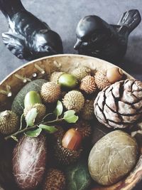 High angle view of fruits on table