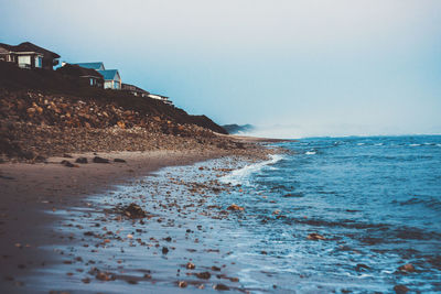 Scenic view of sea against clear sky