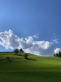 Scenic view of land against sky