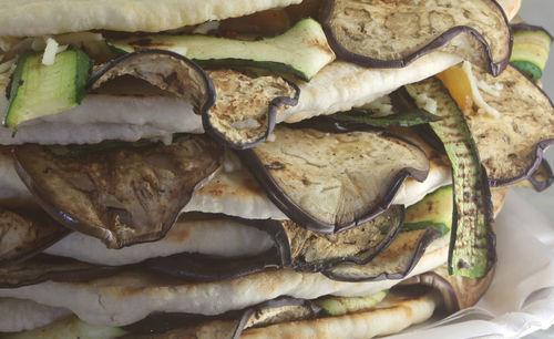 High angle view of bread in plate