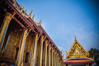 Low angle view of temple building against sky