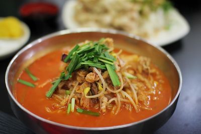 Close-up of soup in bowl