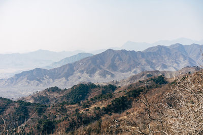 Scenic view of mountains against clear sky