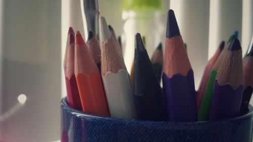 Close-up of multi colored pencils