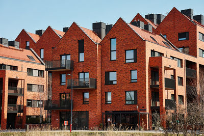 Modern residential complex in gdansk, poland. living house facade