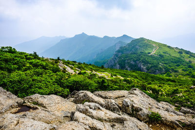 Scenic view of mountains against sky