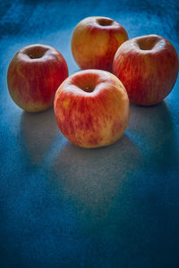 High angle view of apples on table