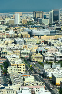 High angle view of buildings in city