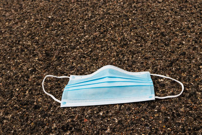 High angle view of umbrella on beach
