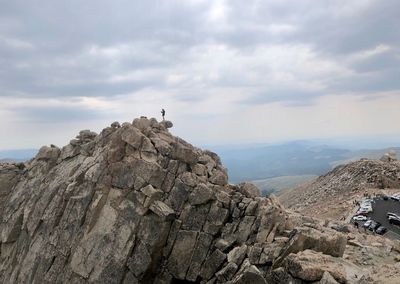 Rock formations on mountain against sky