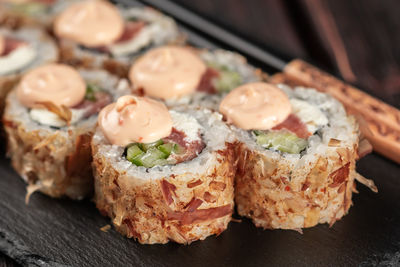 Close-up of food on table