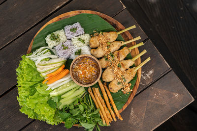 High angle view of food on table