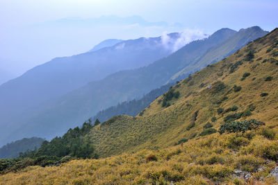 Scenic view of mountains against sky