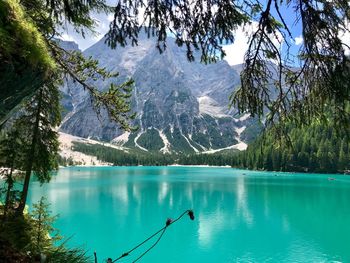 Scenic view of lake and mountains