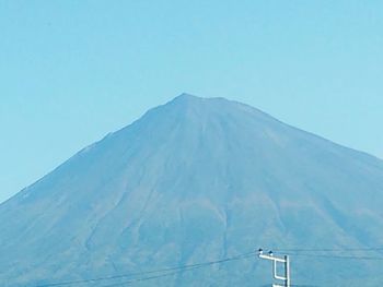 Scenic view of mountains against blue sky