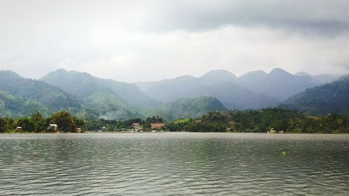 Scenic view of lake in mountains