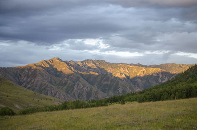 Scenic view of mountains against sky