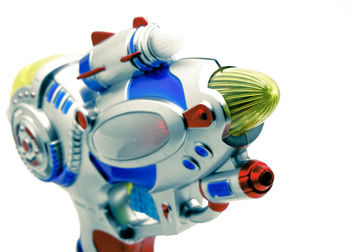 Close-up of toys against white background