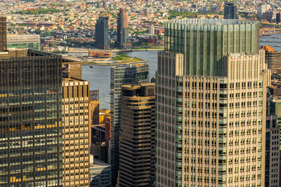 High angle view of buildings in city