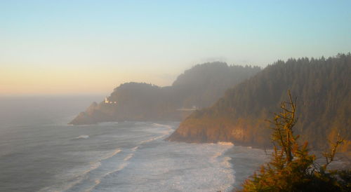 Scenic view of sea against clear sky