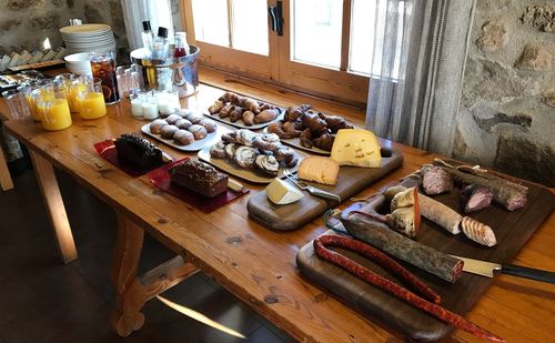 High angle view of food on table at home