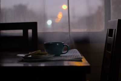Coffee cup on table