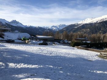 Snow covered mountain against sky