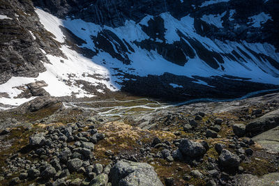 Aerial view of snowcapped mountains