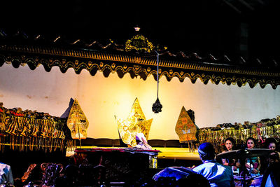 Low angle view of temple at night