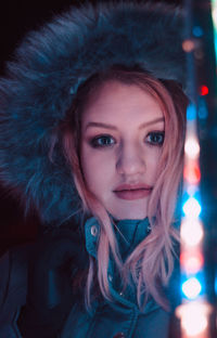 Close-up portrait of a beautiful young woman