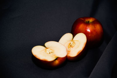 High angle view of apples on table