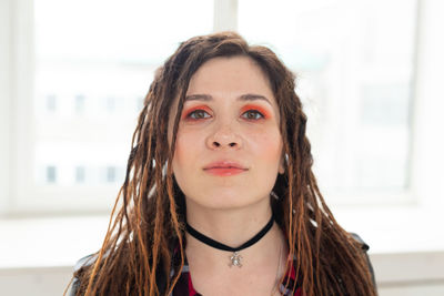 Close-up portrait of a beautiful young woman