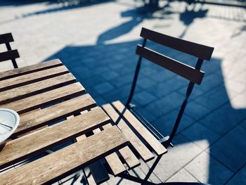 High angle view of empty chairs