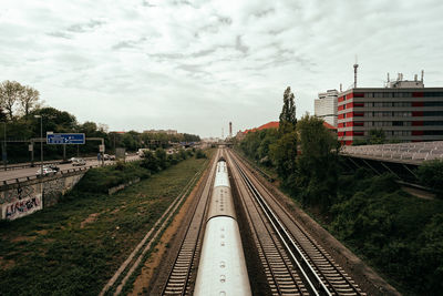 Railroad tracks against sky