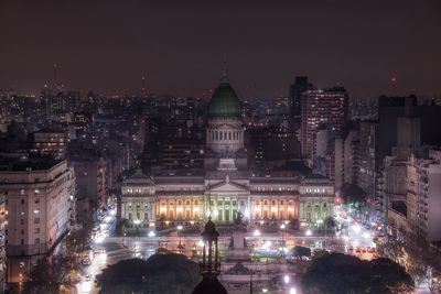Palacio del congreso and buildings in city at night