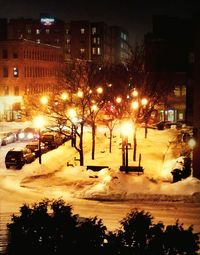 Illuminated street light at night