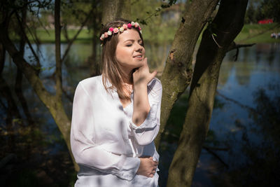 Woman standing at park