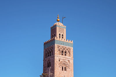 Koutoubia mosque minaret an old historic arab tourist landmark in oriental marrakech