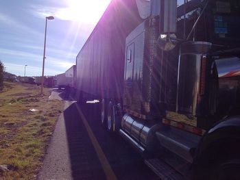 Sun shining through bridge
