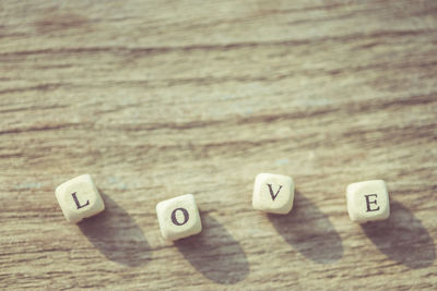 Close-up of text on table