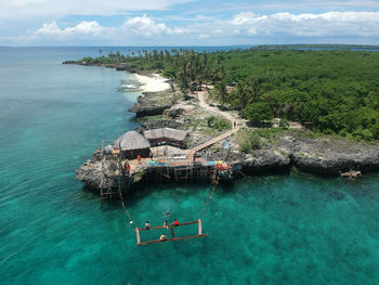 High angle view of sea against sky