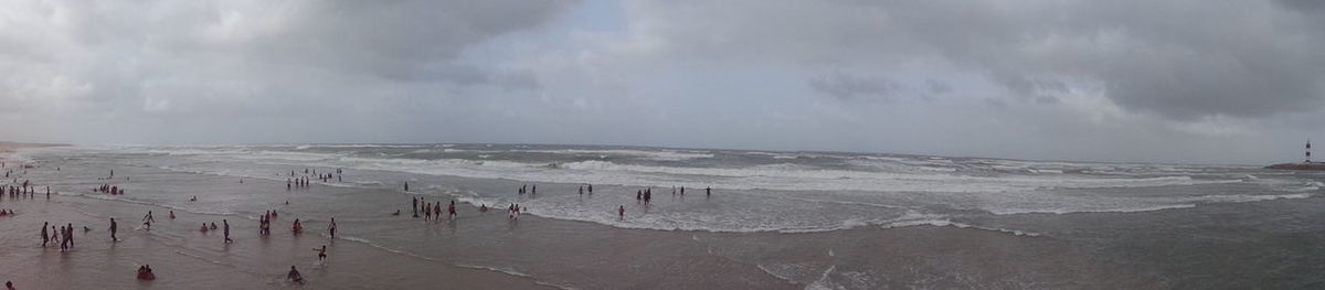 Panoramic view of landscape against sky during winter