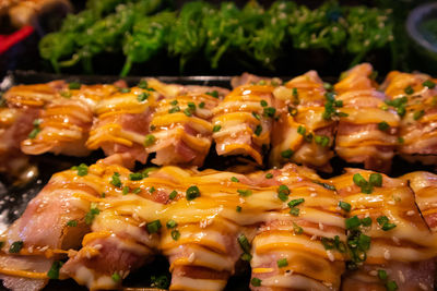 High angle view of food in tray