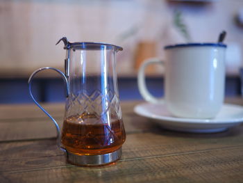 Close-up of drink in glass on table